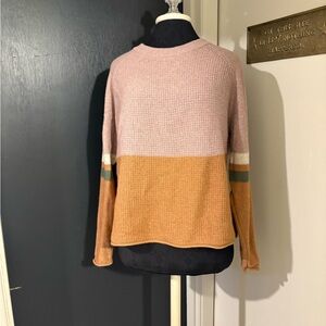 Madewell Colorblock Sweater in Pink and Orange Cotton and Wool Blend
